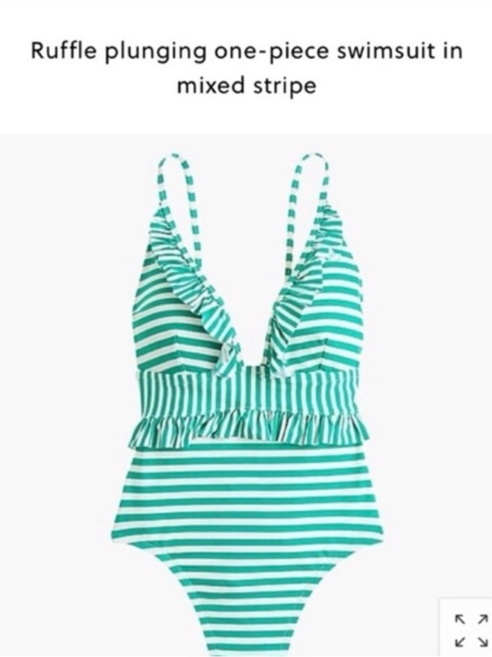 J Crew Ruffle Plunge One-Piece Swimsuit - Green Stripe 2